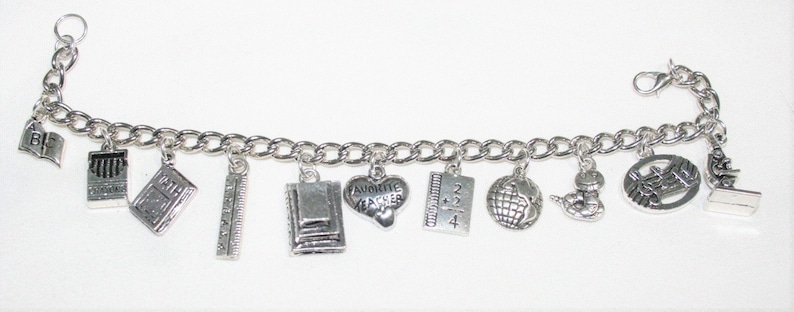 Teacher Gift Bracelet Best Teacher Gift School Charm Bracelet, Teacher Charm Bracelet Homeschool Gift Teacher Jewelry