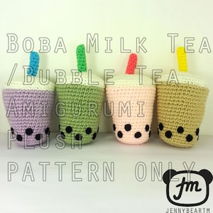 PATTERN: Boba Milk Tea / Bubble Tea Amigurumi Plush (instant download)