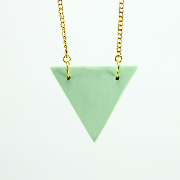 Triangle Necklace, Mint Green Triangle Necklace, Mint Green Necklace, Geometric Necklace, Mint Green Geometric Necklace, Triangle Jewelry