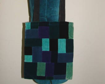 Dark jewel gems patchwork velvet hand shoulder bag hand made by me, Miss Patch