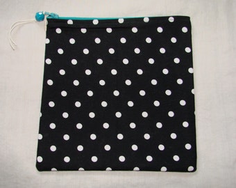 Cute "Dottie" Black and white polka dot pouch handmade by me, Miss Patch