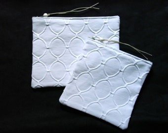 Snow white oval pattern zippered pouch set handmade by me, Miss Patch