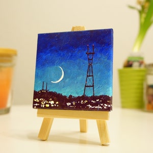 Sutro Tower San Francisco - 10 x 5 cm Druck nach Original Gemälde von marinelaArt