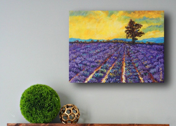 Sonoma Lavandes California Painting by marinelaArt -  Fine Art Painting on 8" x 10" Large Canvas Paintings