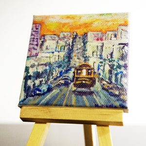 Small 3&quot; x 3&quot; Print from Original Painting by marinelaArt - California Street at San Francisco California