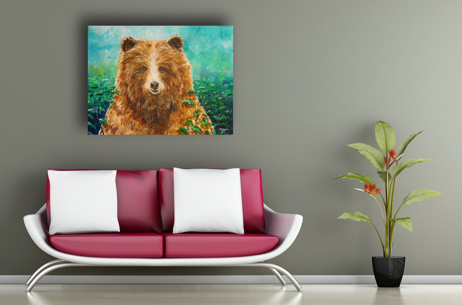 California Grizzly Bear Painting by Marinelaart Fine Art - Etsy