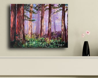 Secuoyas en Muirwoods California Pintura por marinelaArt - Pintura de bellas artes en 8 "x 10" Pinturas de lienzo grande