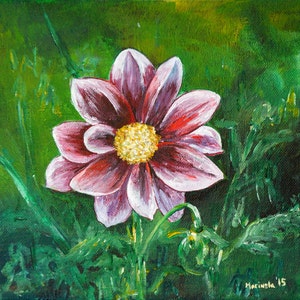 Flower Painting by marinelaArt -  Fine Art Painting on 8" x 8" Large Canvas Paintings
