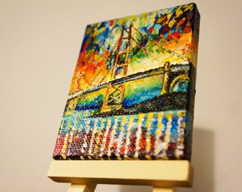 Golden Gate Bridge at San Francisco California Painting by marinelaArt -  Fine Art Painting on 2.5"x3.5" Large Canvas Paintings