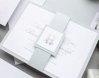 Classic Wedding Invitations for Notre Dame Brides SAMPLE Classic Border Black Foil Stamp Invitations for Formal Weddings