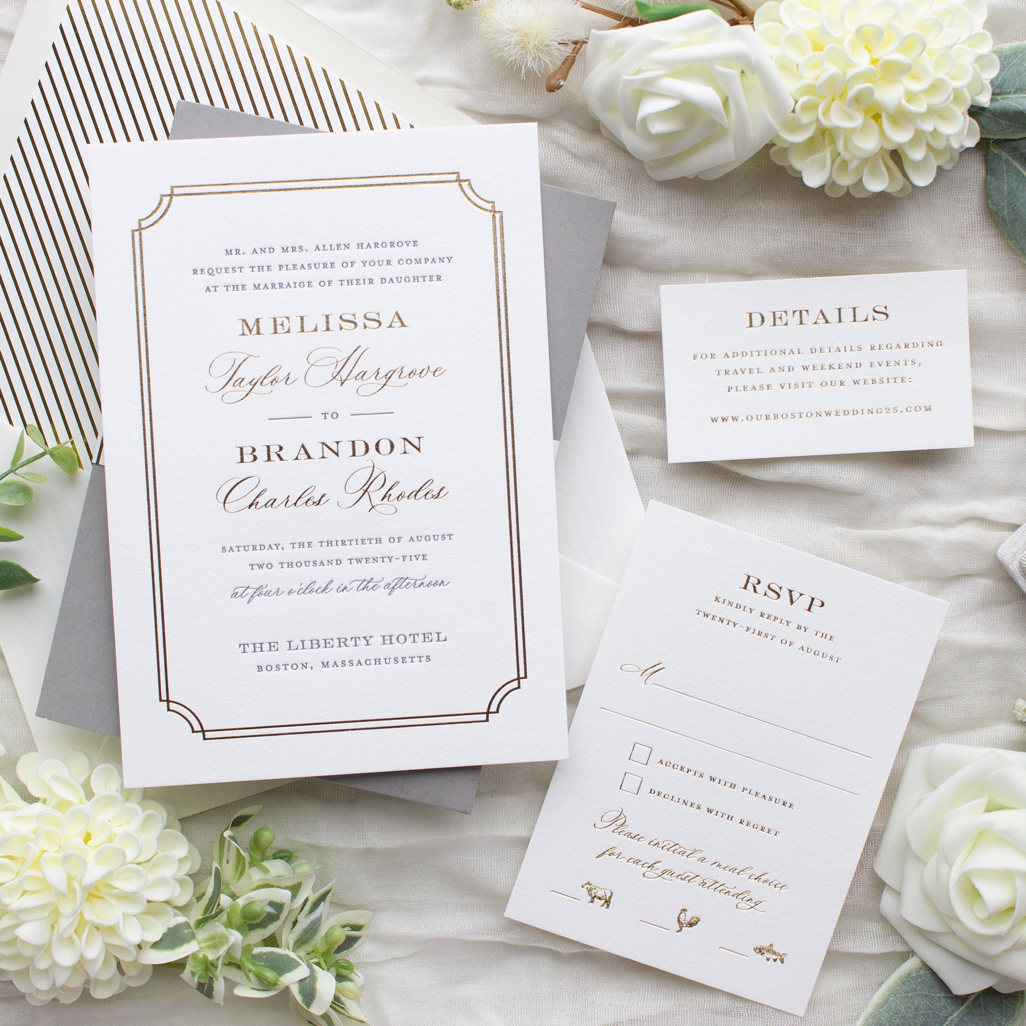 Foil Stamped Wedding Invitations, Pocketfolder Invitation Suite