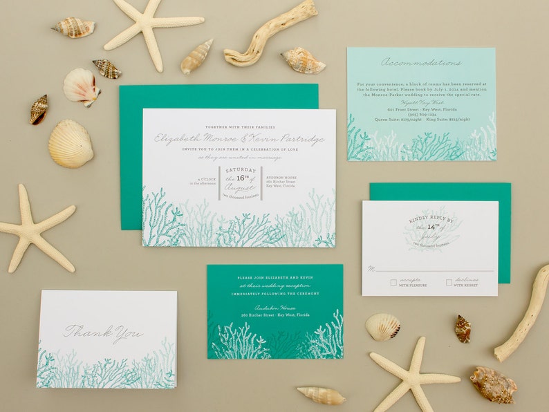 Destination Wedding Invitation Coral Reef Invitation Beach Etsy