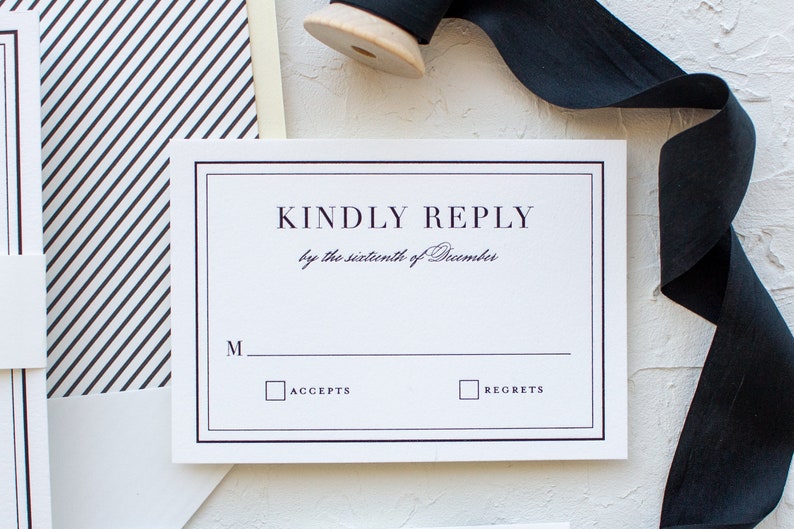 Classic Wedding Invitations for Notre Dame Brides SAMPLE Classic Border Black Foil Stamp Invitations for Formal Weddings