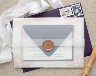 Rose Gold Foil Invitations, Custom Letterpress Wedding Invites, Rose Gold Foil Stamp and Letterpress Invitation | SAMPLE | Andrea
