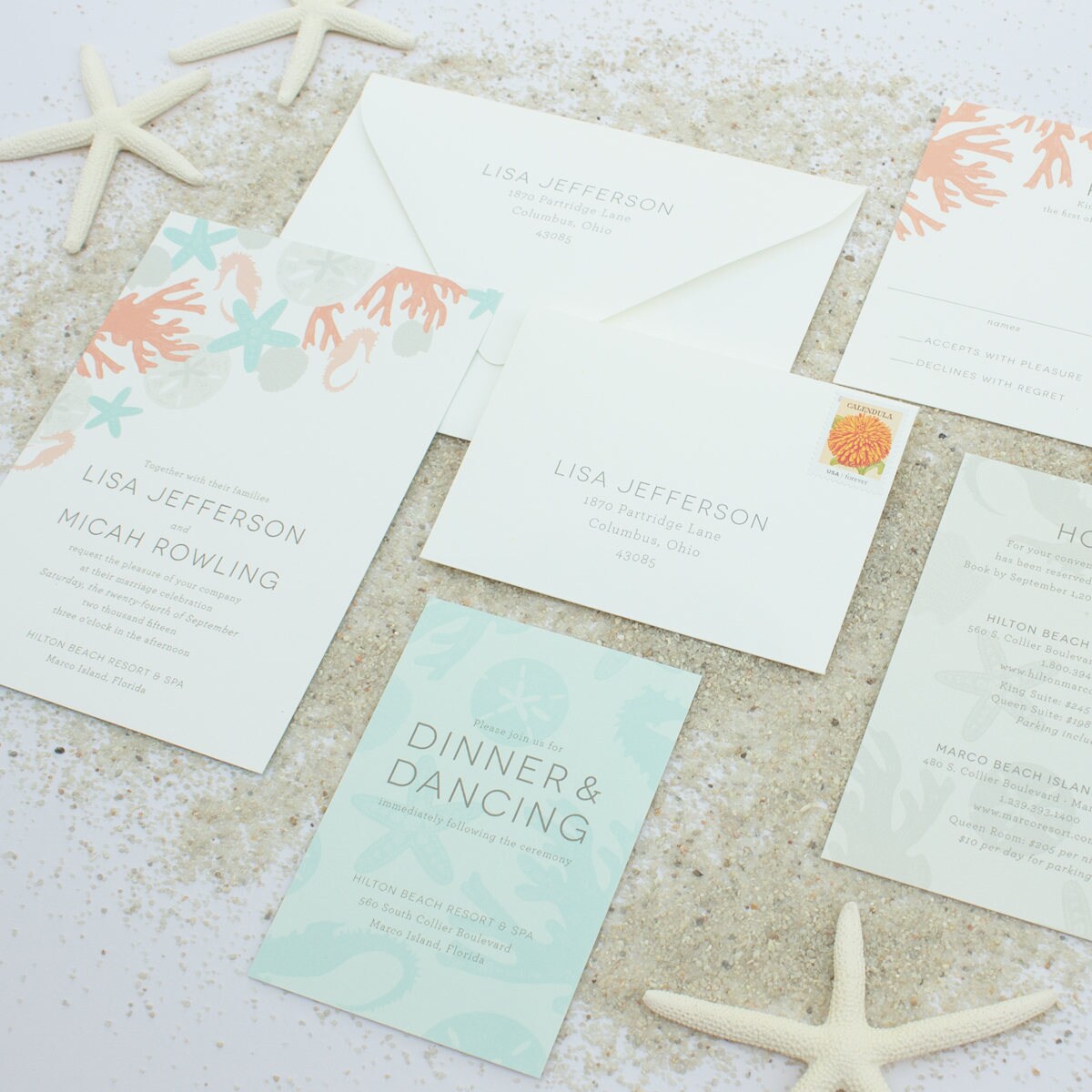 Beach Wedding Invitations Destination Wedding Invite