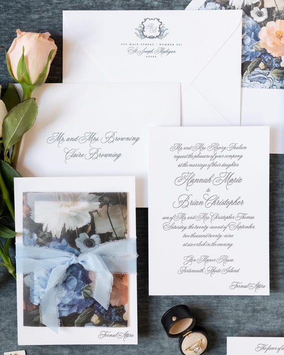Formal Elegant Wedding Invitations in Letterpress, Traditional Invitations for Southern Brides | SAMPLE | Heritage