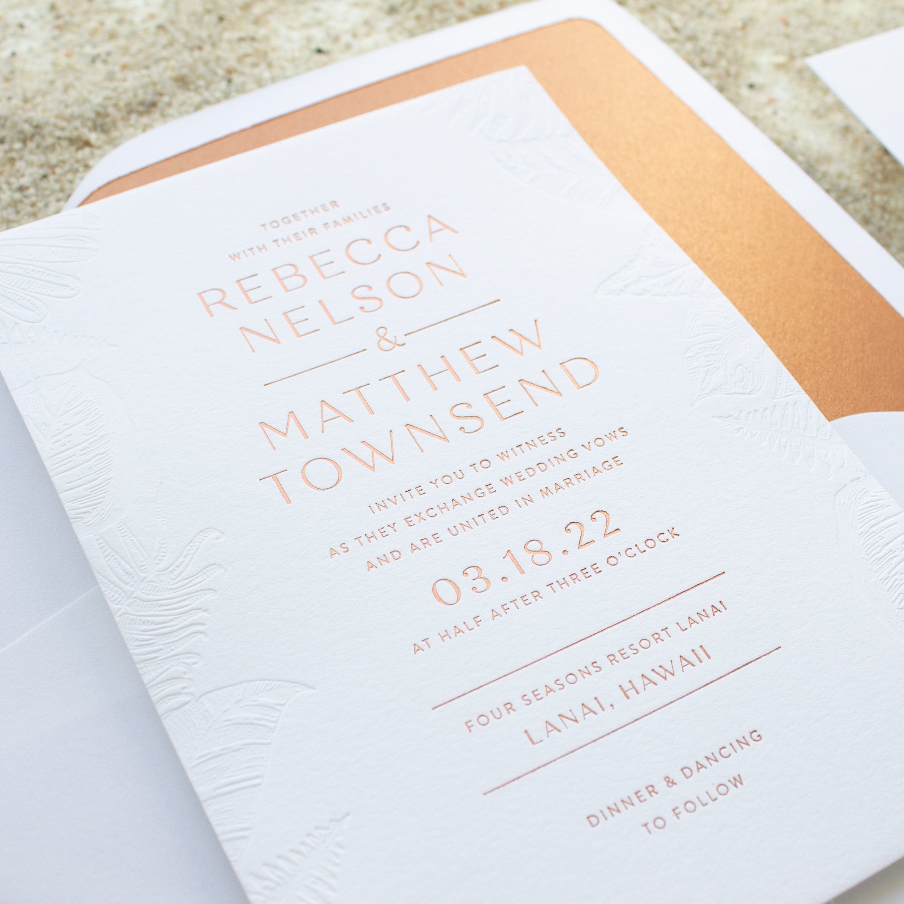 Destination Wedding Invitations Palm Tree Invitation In Copper