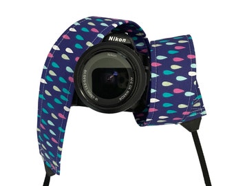 Purple Teardrop Camera Strap / DSLR Camera Strap for Nikon, Canon, Sony and more / Fabric Camera Strap