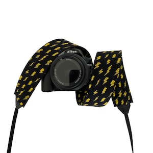 Gelber und schwarzer Blitz Kameragurt / DSLR Kameragurt / Kameragurt aus Stoff