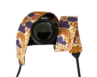 Zonneschijn en regenbogen Boho Camera Strap / DSLR Camera Strap voor Nikon, Canon, Sony en meer / Fabric Camera Strap