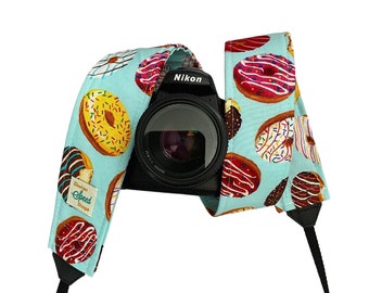 Donut Camera Strap / DSLR Camera Strap for Nikon, Canon, Sony and more / Fabric Camera Strap / Novelty Food Camera Strap