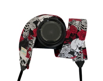 Skulls Camera Strap / Skeleton Camera Strap / DSLR Camera Strap for Nikon, Canon, Sony and more / Fabric Camera Strap