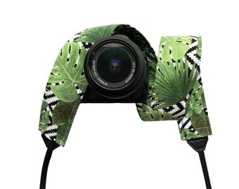 Tropical Leaves Camera Strap / DSLR Camera Strap for Nikon, Canon, Sony and more / Fabric Camera Strap