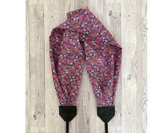 Pink Floral Scarf Camera Strap / DSLR Camera Strap for Nikon, Canon, Sony and more / Fabric Camera Strap