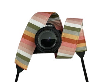 Stripe Retro Boho Camera Strap / DSLR Camera Strap for Nikon, Canon, Sony and more / Fabric Camera Strap