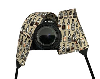 Beer Bottles Camera Strap / DSLR Camera Strap for Nikon, Canon, Sony and more / Fabric Camera Strap / Funny Strap