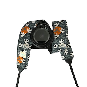 Bird Camera Strap / Gray and Orange DSLR Camera Strap for Nikon, Canon, Sony and more / Fabric Camera Strap