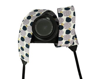 Purple and Navy Geometric Camera Strap / DSLR Camera Strap for Nikon, Canon, Sony and more / Fabric Camera Strap