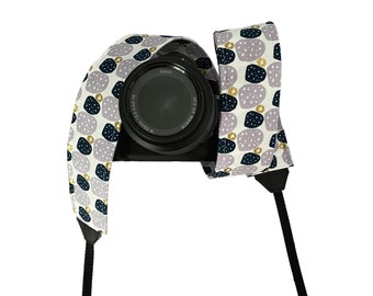 Lila och marinblå geometrisk kamerarem / DSLR-kamerarem för Nikon, Canon, Sony med flera / Tygkamerarem