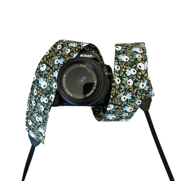 Rifle Paper Floral Camera Strap / DSLR Camera Strap for Nikon, Canon, Sony and more / Fabric Camera Strap