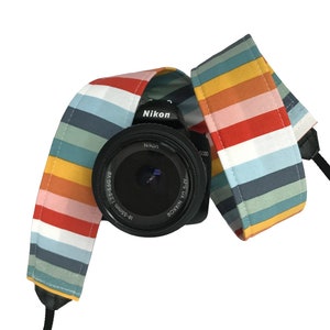 Stripe Retro Camera Strap / DSLR Camera Strap for Nikon, Canon, Sony and more / Fabric Camera Strap