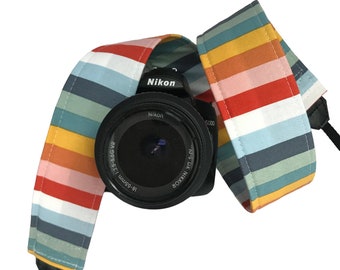 Stripe Retro Camera Strap / DSLR Camera Strap for Nikon, Canon, Sony and more / Fabric Camera Strap