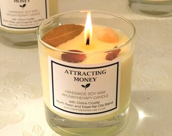 ATTRACTING MONEY Handmade Aromatherapy Candle, 240ml, Vegan, Soy wax, Vegan