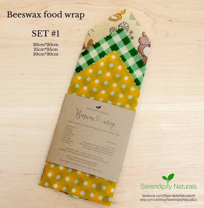 Beeswax Wrap SET of 3 100 Natural assorted sizes reusable Etsy