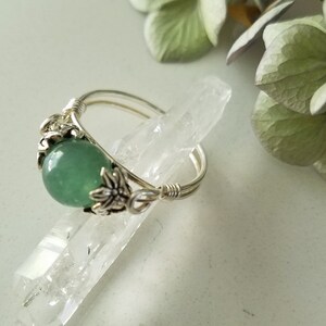 Anello con perline curative avventurina, argento sterling