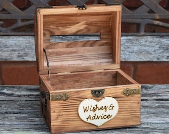 Wedding Advice Box with Slit - Wedding Chest - Wishing Well - Wedding Guest Notes - Rustic Wedding - Shabby Chic Wedding Wedding Guest Book