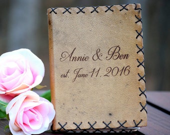 Wedding Guest Book Alternative - Personalized Journal-Rustic Wedding Guest Book - Words of Wisdom Book - Personalized Leather Journal