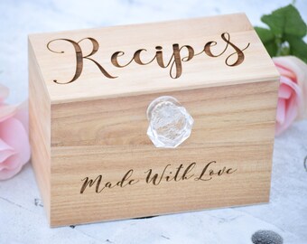 Recipe Box - Personalized Recipe Box - Housewarming Gift - Wedding Shower Decor - Wood Recipe Box - Mothers Day Gift - Christmas Gift