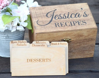 Recipe Box - Personalized Recipe Box - Housewarming Gift - Wedding Shower Decor - Wood Recipe Box - Mothers Day Gift - Christmas Gift