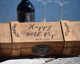 Lockable Wine Box - Wedding Wine Box - Locking Wine Box - Personalized Engraved Wine Box - Time Capsule - Birthday Wine Box Retirement Gift