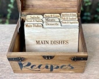 Recipe Cards - Wooden Recipe Cards - Recipe Card Dividers - Wood Recipe Box - Recipe Box Dividers - Cookbook Alternative - Rustic Kitchen