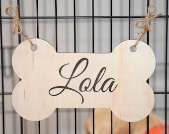 Personalized Dog Name Sign - Dog Bone Sign - Pet Name Sign - Dog Lover Sign - Personalized Dog Sign - Dog Kennel Sign - Wood Dog Bone