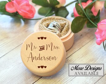 Ring Box with Names - Engraved Wedding Ring Box - Wooden Ring Box - Ring Bearer Box - Engraved Wooden Box - Personalized Ring Box Weddings