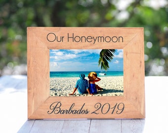 Honeymoon Picture Frame - Personalized Keepsake - Wedding Picture Frame - Laser Engraved Frame - Wood Picture Frame - Engagement Gift