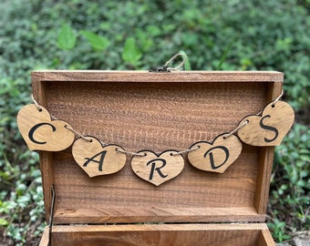 Heart Cards Banner - Wooden Cards Banner - Rustic Wedding Card Box - Wedding Card Chest - Cards Sign - Wedding Cards - Cards Banner