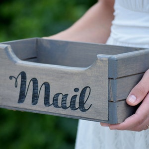 Mail Holder Mail Organizer Rustic Mail Holder Wood Mail Holder Housewarming Gift Personalized Gift Rustic Office Storage Box image 3